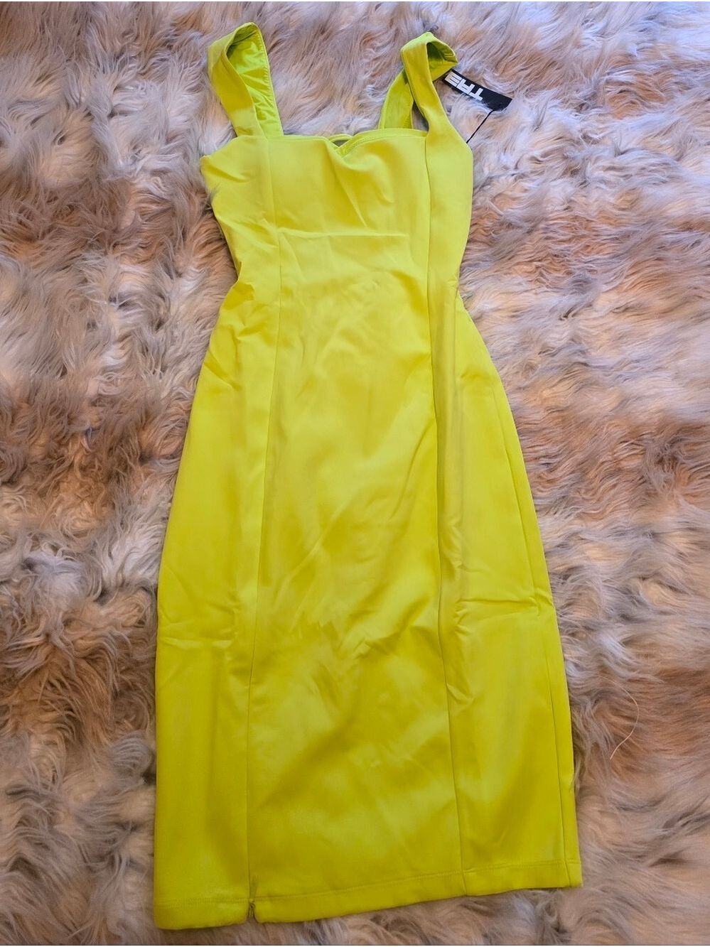 Ta3 Squarey Pencil Dress In Acid - Picture 2 of 7